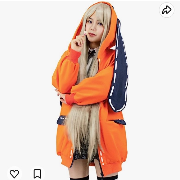 EUC C-Zofek Runa Yomuzuki Anime Cosplay Orange Hoodie Bunny Ears Tail size M - Picture 1 of 7